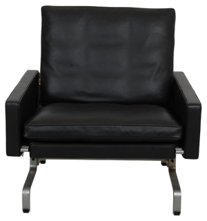 PK-31 Lounge Chair in Black Aniline Leather by Poul Kjærholm, 1970s