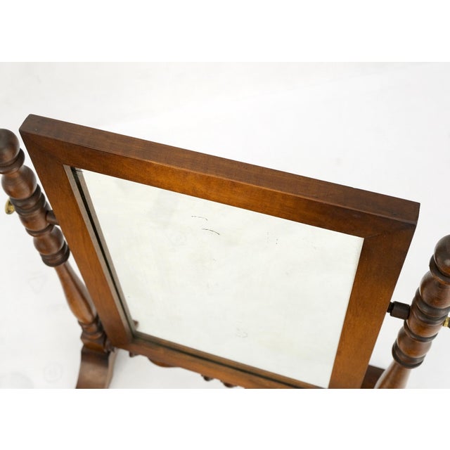 Spanish Country Style Brass & Colonial Maple Shaving Mirror For Sale - Image 3 of 11