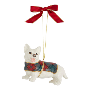 Spode Christmas Tree Tartan Corgi Ornament