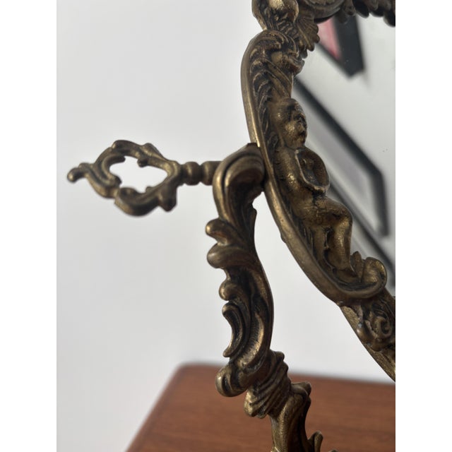 Baroque Vintage Brass Cheval Table Mirror, 1920s For Sale - Image 3 of 10
