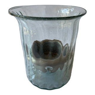 1980s Mexican Blown Glass Hurricane Shade Candle Holder Lantern For Sale