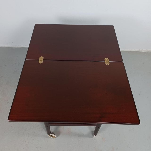 Fully Restored Rungstedlund Mahogany Multifunctional Side Table by Ole Wanscher, 1960s For Sale - Image 9 of 12