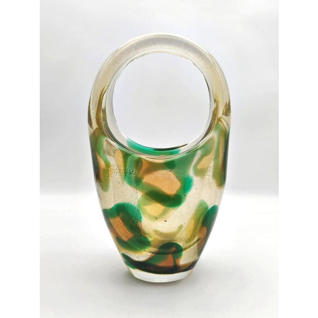Vintage Macchie Ambre Verde Vessel by Archimede Seguso, 1950s For Sale - Image 10 of 10