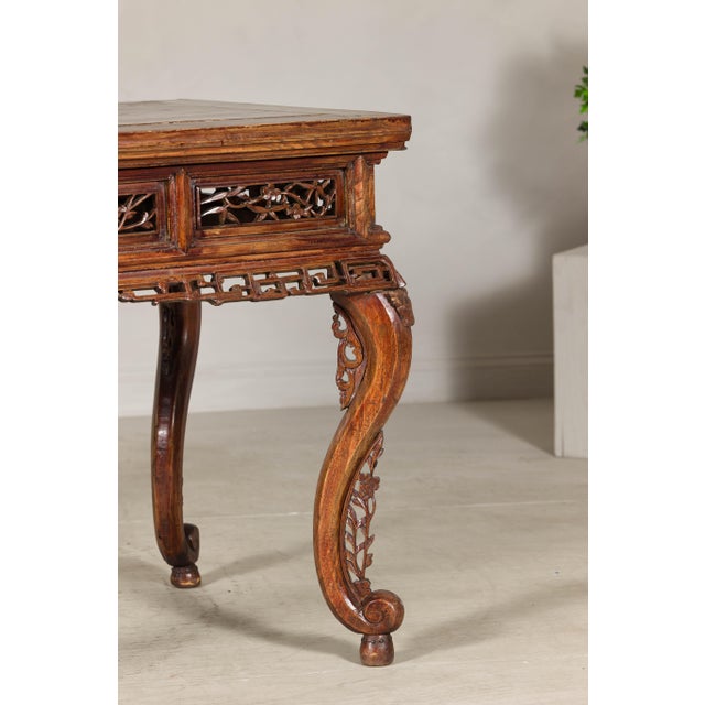 Late Qing Dynasty Hardwood Hall Table with Dragon Carvings and Lacquer Patina For Sale - Image 12 of 12