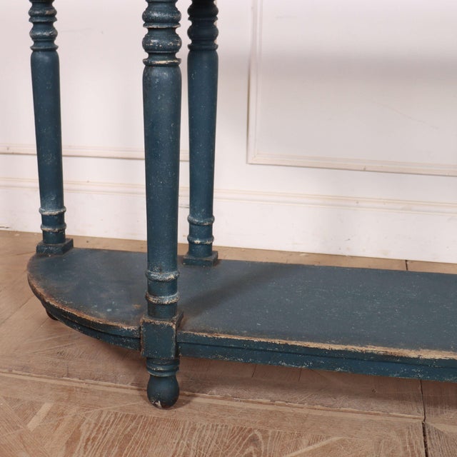 Interesting 19th C bowended console table. 1870 Height between potboard and rail 60cm This piece is designed in the style...