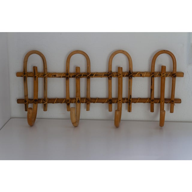 Italian Bamboo and Rattan Coat Rack, 1950s For Sale - Image 11 of 15