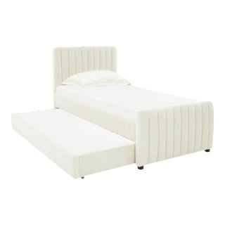 Angela Velvet Cream Trundle in Twin For Sale