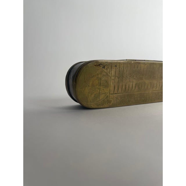 Mid 18th Century Dutch Brass 18th Century Sailor's Tobacco Box With Calendar For Sale - Image 5 of 9