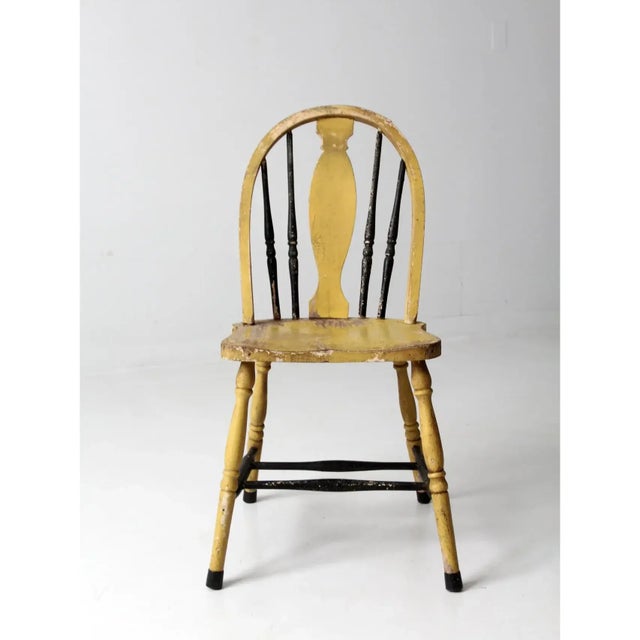 Yellow Antique Painted Windsor Splat Back Chair For Sale - Image 8 of 12