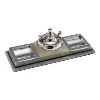 Antique Silver-Mounted Agate Smoker's Stand, London, England, 1913 For Sale