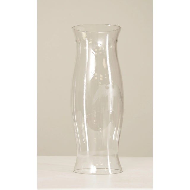 Traditional Federal Style Vintage Pair Of Eagle Etched Glass Hurricane Shades For Sale - Image 3 of 12