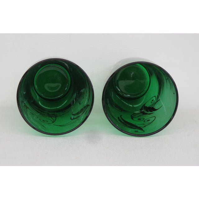 Metal Mid Century Anchor Hocking Green Tumblers Gold Leaves Set of Eight 4603b For Sale - Image 7 of 14
