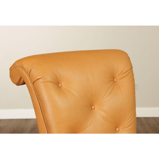 Mid-Century Modern Leathercraft Tufted Leather Executive Office Armchair For Sale - Image 3 of 18
