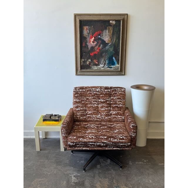 1960's Velvet Swivel Lounge Chair For Sale - Image 13 of 14