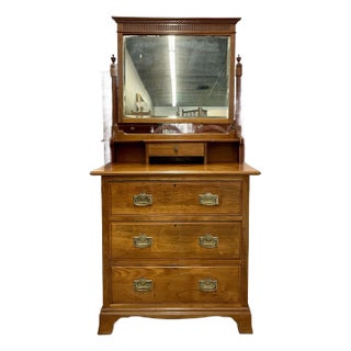 1900s Antique Edwardian Dressing Chest With Mirror For Sale
