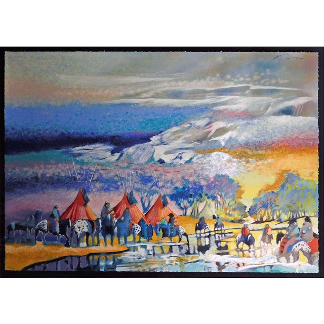 "Red Lodge " Original Limited Edition Serigraph on paper by Earl Biss Hand Signed by the Artist Art size : 47" x 60" Paper...