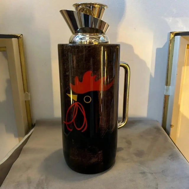 1950s Mid-Century Modern Brass and Brown Goatskin Thermos Carafe by Aldo Tura For Sale - Image 9 of 13