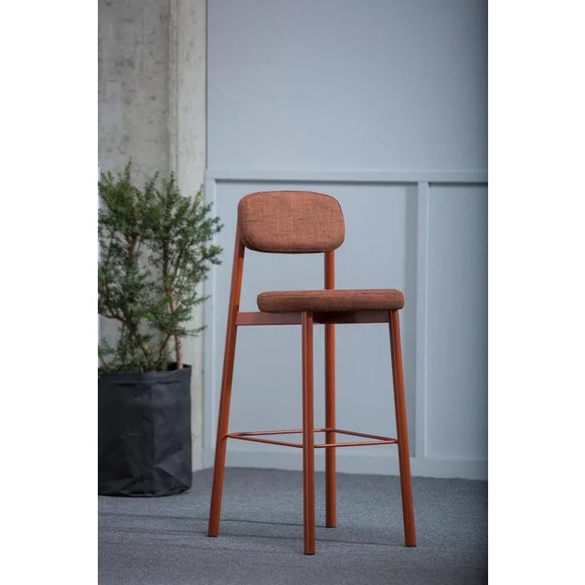 Contemporary Brick Red Residence 75 Counter Chairs by Jean Couvreur for Kann Design, Set of 6 For Sale - Image 3 of 5