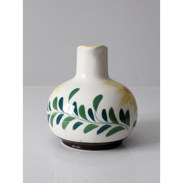 Ceramic Mid 20th Century Mid-Century Modern Hand-Painted Nasco Floral Pitcher For Sale - Image 7 of 11