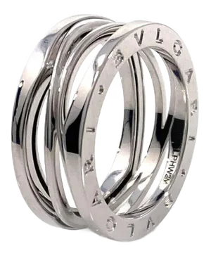 Bvlgari B.zero1 Zaha Hadid 18k White Gold 9.5mm Wide Wave Band - Size 10