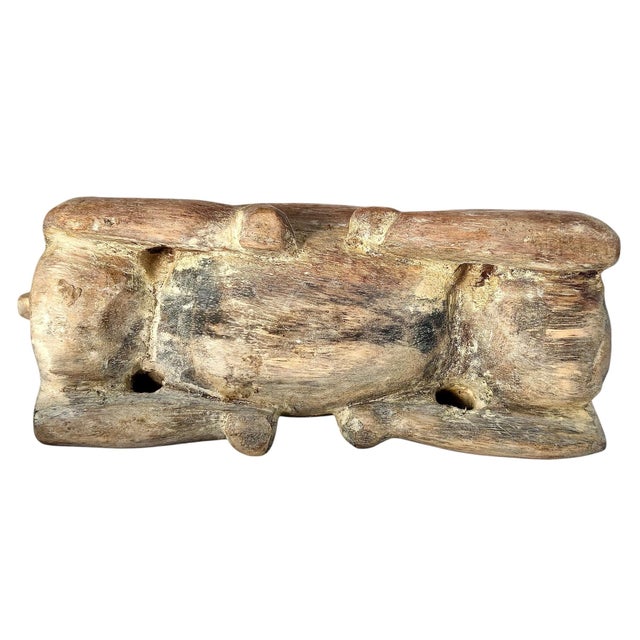 Wood Carved Stylized Ram Sculpture Tribal-Inspired Folk Art For Sale - Image 9 of 9