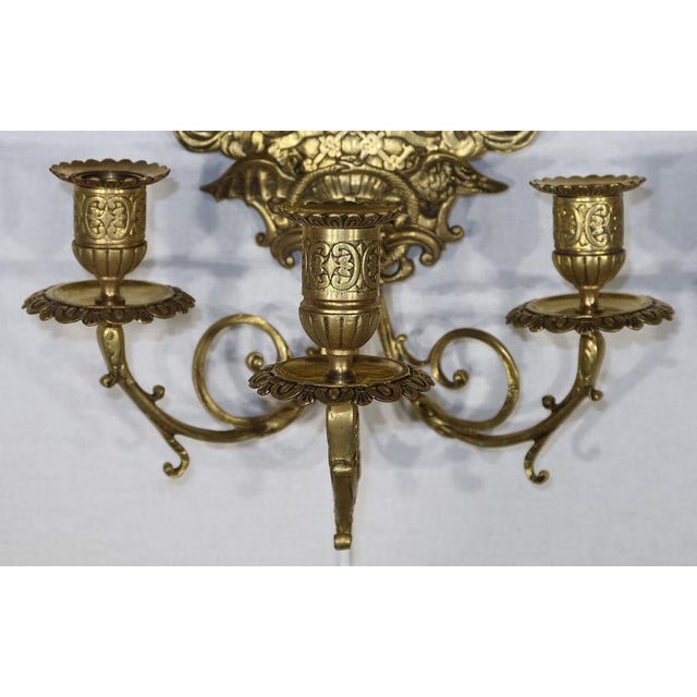 Mid-19th Century Napoleon III 3-Branch Gilt Bronze Candle Sconces, Set of 2 For Sale - Image 9 of 18