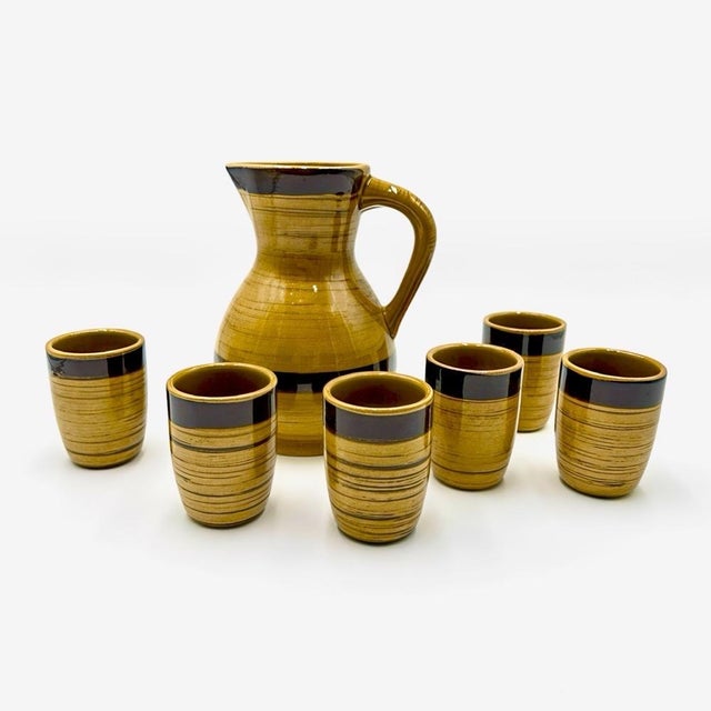 Glazed Ceramic Orangeade Set from GK, 1970s, Set of 8 For Sale - Image 9 of 9