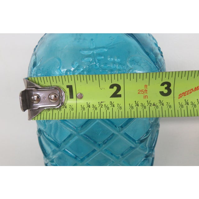 Blue Squared Glass Bottle Embossed Carafe With Grapes Lattice Vase 4801b For Sale - Image 13 of 14