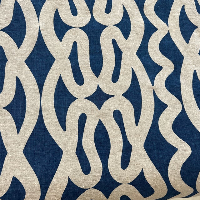 Textile Raoul Textiles Suriname Blue Linen Fabric- By the Yard For Sale - Image 7 of 7