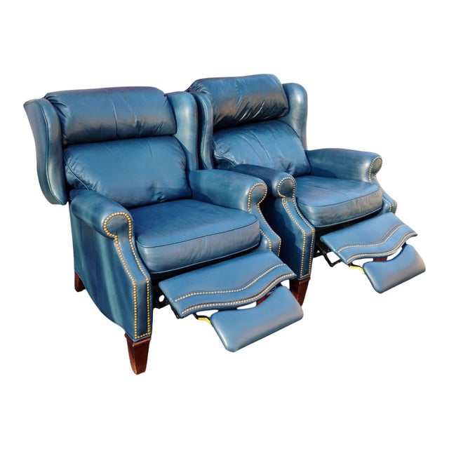 Experience Unmatched Comfort: A Pair of MotionCraft Full Grain Leather Recliners For Sale