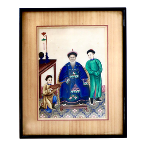 Fine Quality Three Character Mid-19thC Framed Chinese Water Color Pith Painting