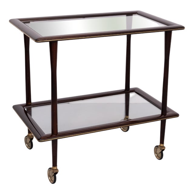 Ebonized Walnut Serving Cart by Ico Parisi, 1950s For Sale