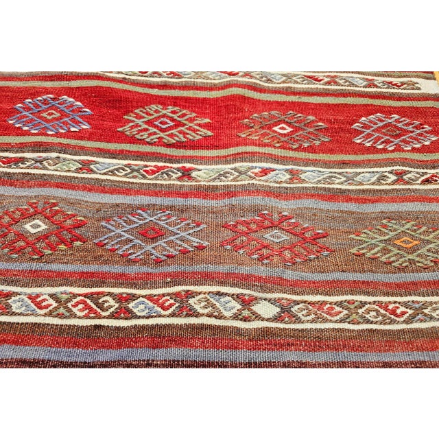Vintage Moroccan Tribal Kilim Runner, Flat-Woven Wool, Geometric Stripe Pattern, 2’ X 8’ For Sale - Image 12 of 15