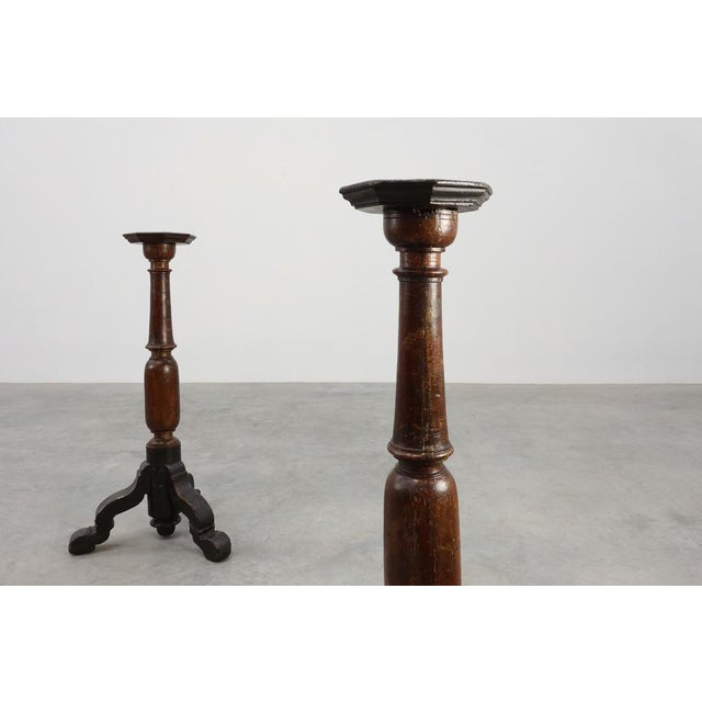 A striking pair of 18th‑century French pedestals originating from a church interior, crafted with the sculptural presence...