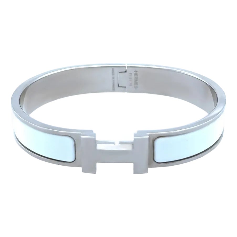 Hermès Clic H Bracelet Palladium-Plated White | Chairish