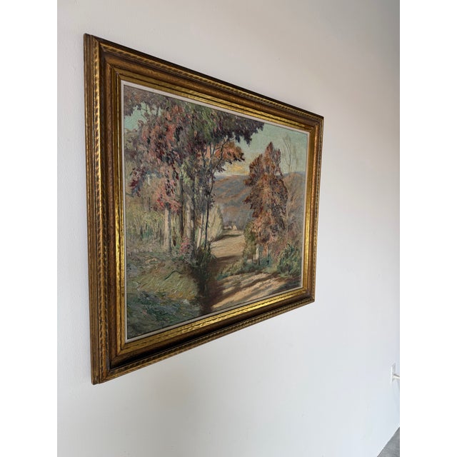 Mid-Century Modern Maurice Braun (1877–1941) “Autumn Glow” Impressionist Landscape Oil on Canvas Painting For Sale - Image 3 of 12