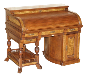 Antique Victorian Walnut Tambour Desk from Shannon File Co., 1880s