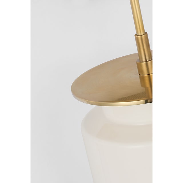 Visual Comfort Ray Booth for Visual Comfort Signature Elias 23" Sconce in Antique-Burnished Brass with White Glass For Sale - Image 4 of 8