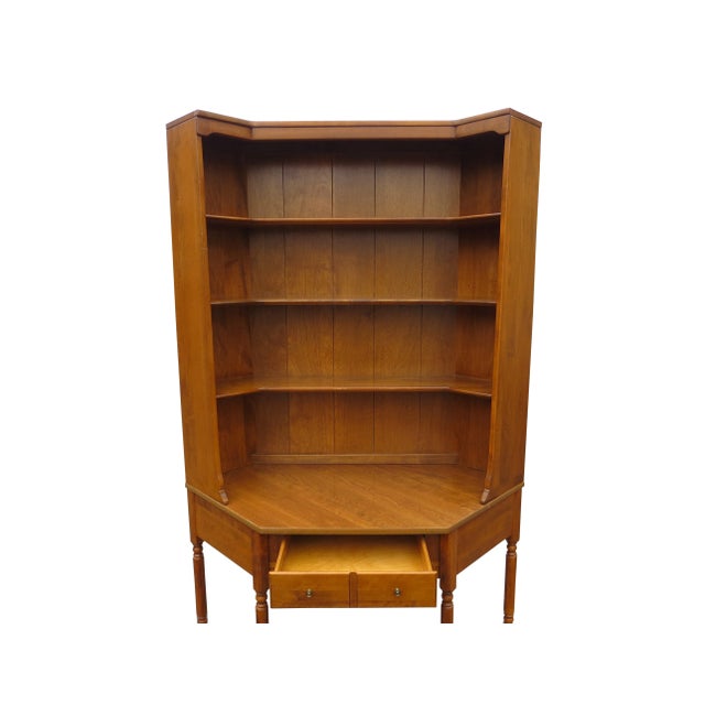 1980s Vintage Ethan Allen Corner Desk With Bookcase / Hutch For Sale - Image 5 of 9