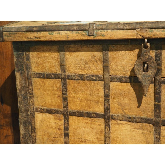 A Large 19th Century Iron Strapped Trunk From Northern India For Sale - Image 11 of 18