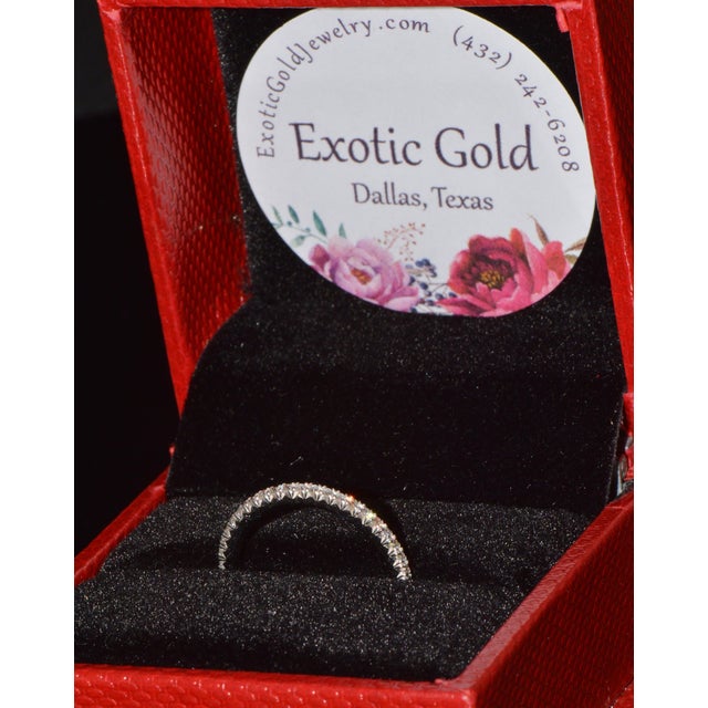 Authentic James Allen 14k White Gold French Pavé Diamond Wedding Band Ring Size 5 For Sale - Image 12 of 12