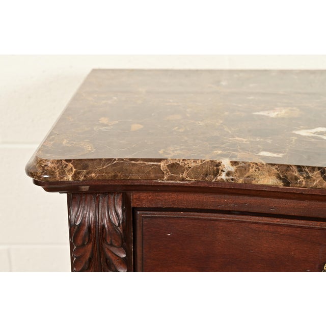 Thomasville French Louis Philippe Carved Mahogany Marble Top Triple Dresser or Credenza For Sale - Image 10 of 14