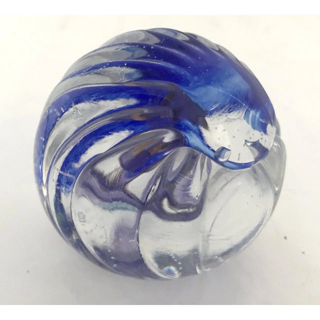 Modern 2000 Blue Art Glass Paper Weight For Sale - Image 3 of 10