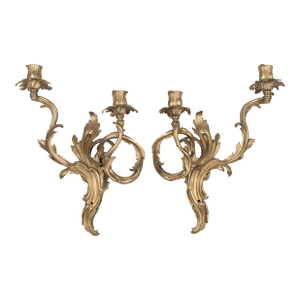 Pair of Louis XV Style French Bronze Candle Sconces