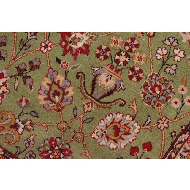 Traditional 1990's Floral Pak-Persian Green/Aubergine Wool Rug - 8'1'' X 10'0'' For Sale - Image 4 of 9