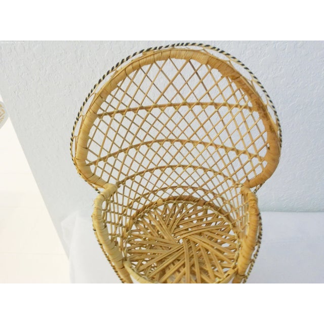 Boho Chic 1970s Wicker Peacock Chair Plant Stand For Sale - Image 3 of 5