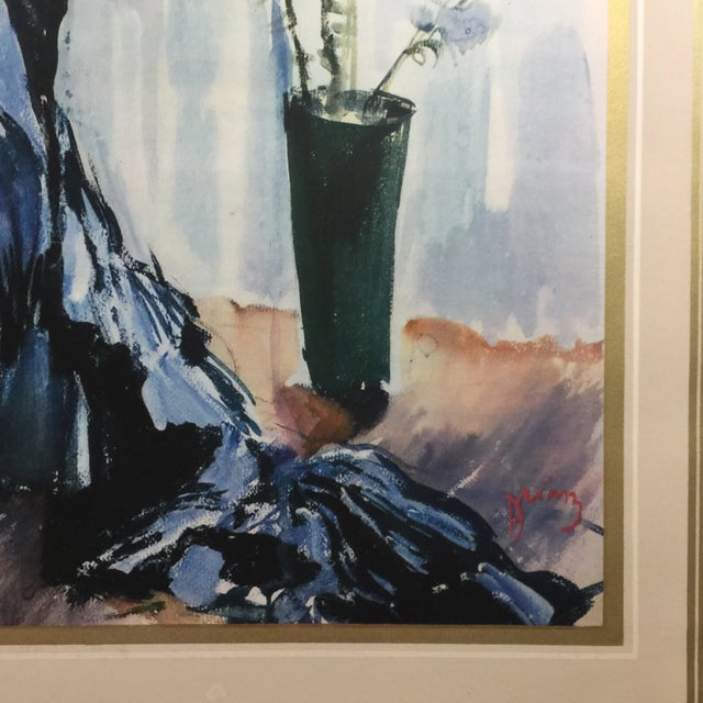 Cornflower Blue 1936 Vintage Adrian Drian Fashion Illustration For Sale - Image 8 of 9