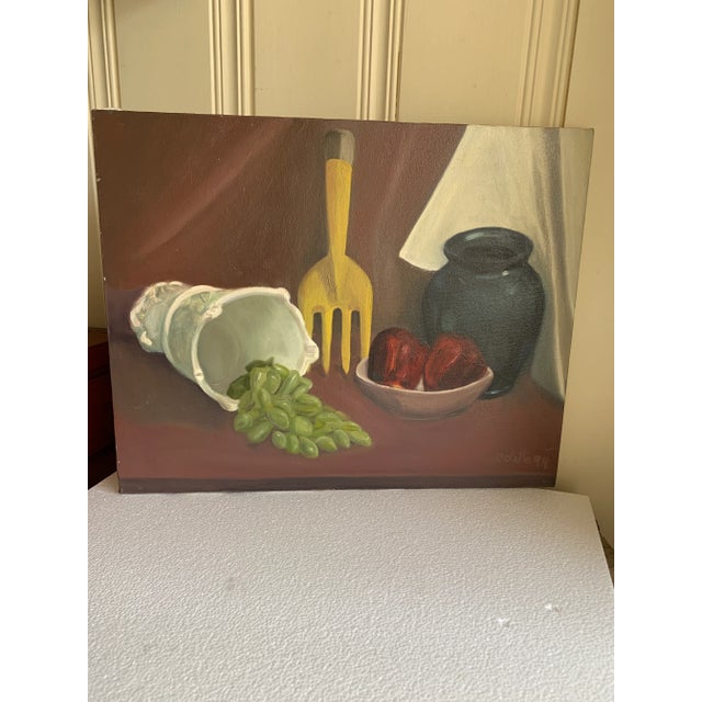 Vintage Original Canvas Still Life Painting For Sale - Image 4 of 12