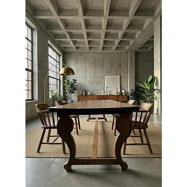 Antique French Monastery Dining Table in Nutwood, 19th Century For Sale - Image 3 of 5