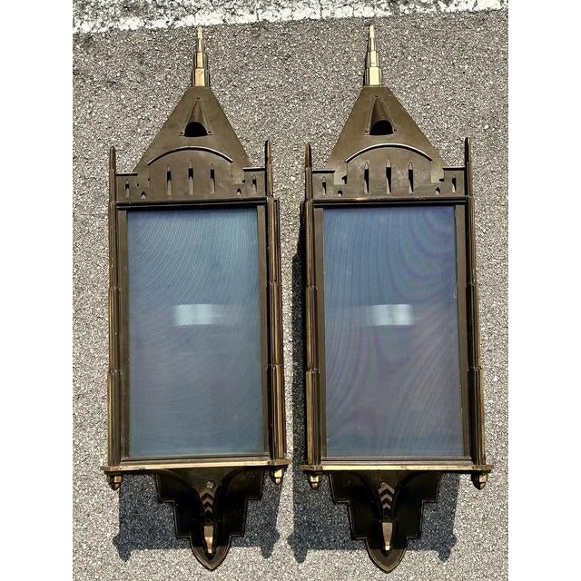 Mid-Century Modern Vintage Monumental Copper Wall Sconces - A Pair For Sale - Image 3 of 12